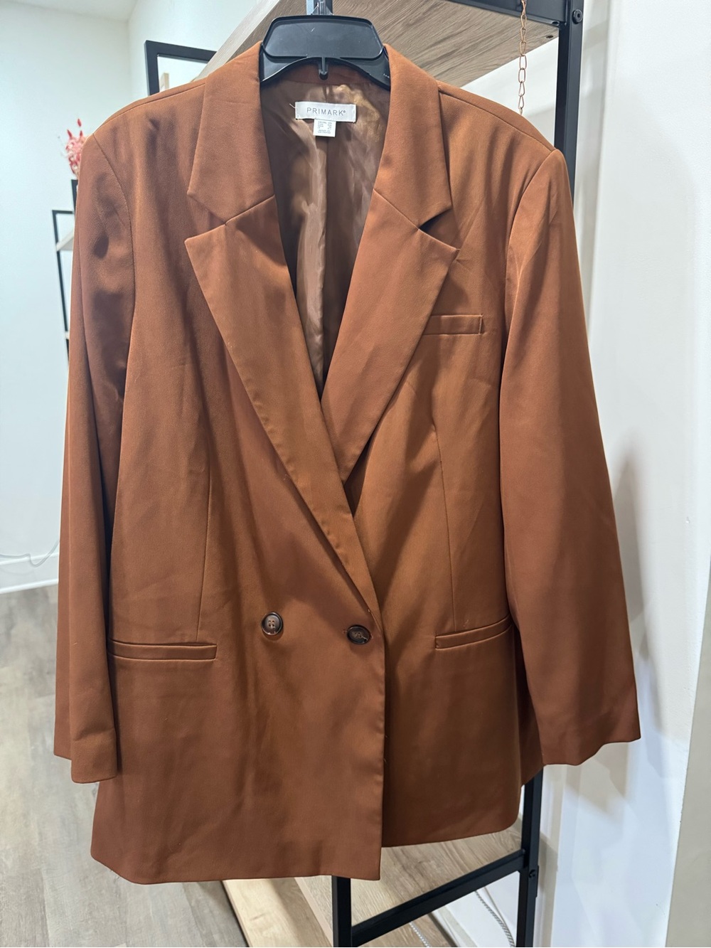 Primark Copper Brown Double Breasted Longline Blazer Size 16